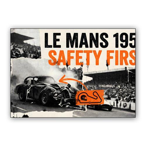 Le Mans 1955: Safety First Historical Collage wall art poster