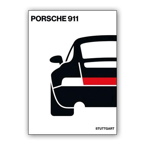 Porsche 911 Minimalist Rear View - Stuttgart Edition wall art poster