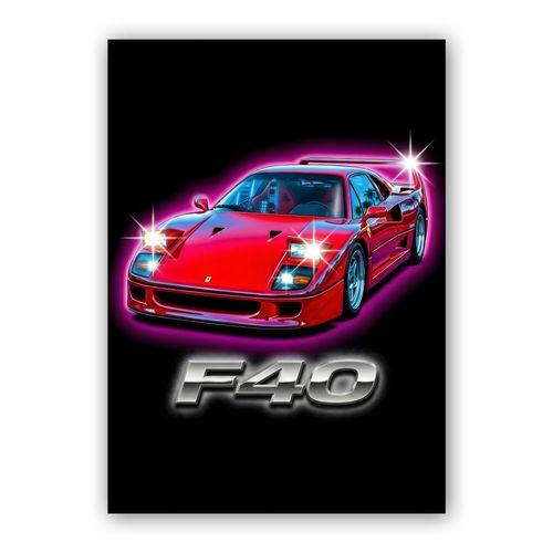 Ferrari F40 Neon Chrome Retro Graphic wall art poster