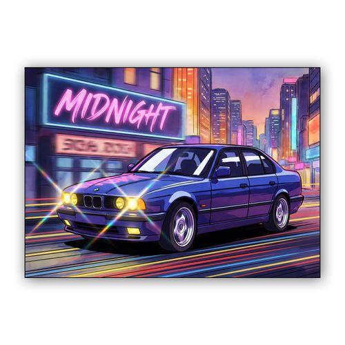 Midnight City Pulse: BMW E34 wall art poster