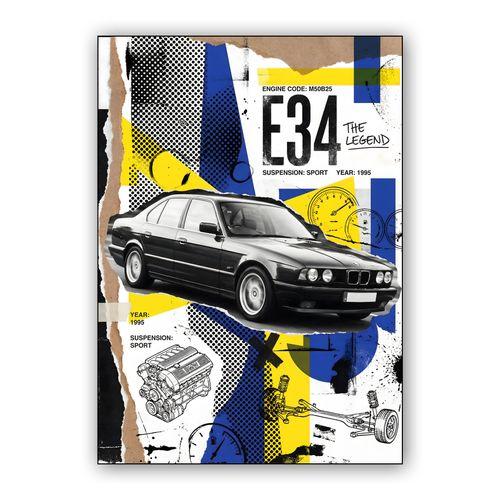 BMW E34: The Legend Collage wall art poster