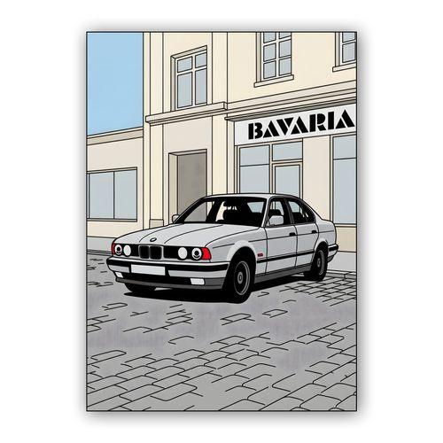 BMW E34 Bavaria: Heritage Line Art Illustration wall art poster