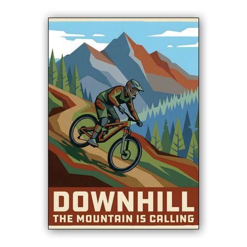 Downhill Adventure: The Mountain is Calling wall art poster