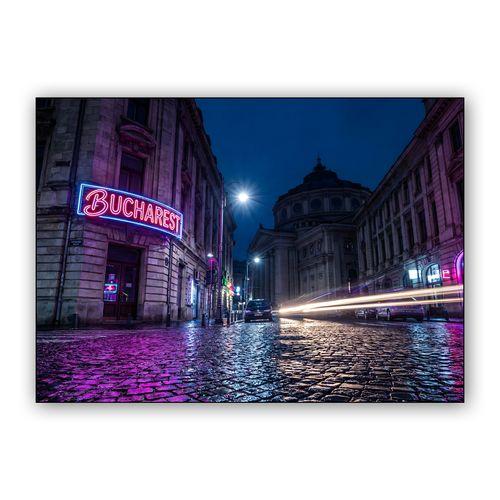Midnight Neon: Bucharest City Pulse wall art poster