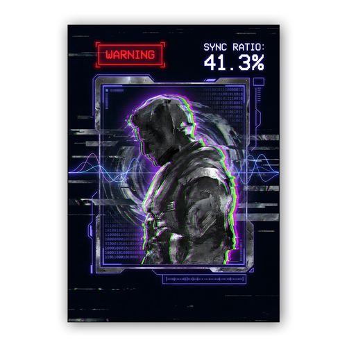 Neural Sync Warning wall art poster