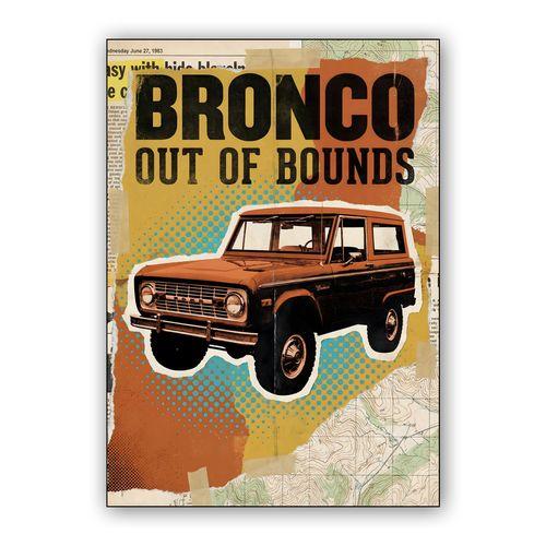 Bronco Out of Bounds Vintage Collage wall art poster