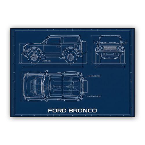 Ford Bronco Engineering Blueprint wall art poster
