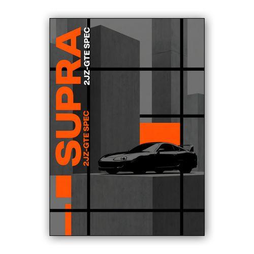 Supra 2JZ-GTE Brutalist Spec Illustration wall art poster