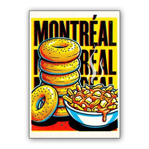Montreal Comfort Food Pop Art: Bagels and Poutine wall art poster