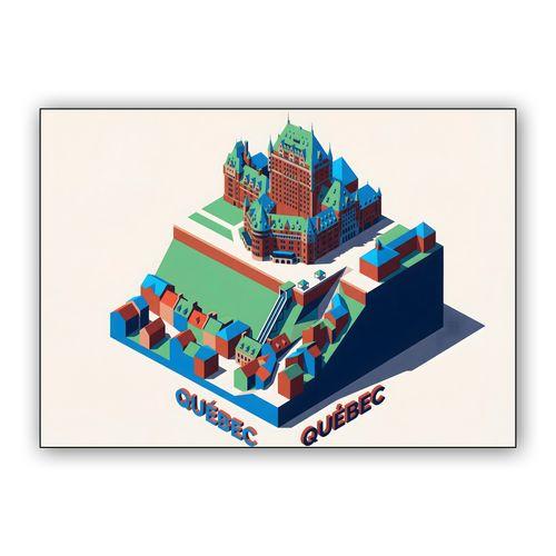 Quebec City Isometric Diorama: Le Château Frontenac wall art poster