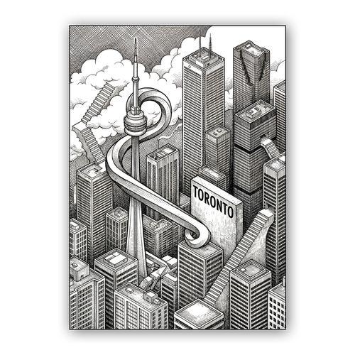 Toronto Dreamscape: The Twisted CN Tower wall art poster
