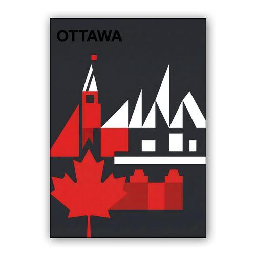 Ottawa Geometric Capital: Parliament Hill & National Gallery wall art poster