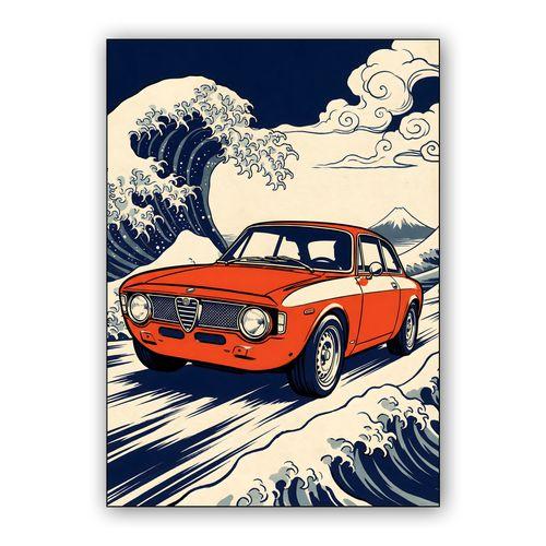 The Great Wave of Alfa Romeo Giulia Sprint GTA wall art poster