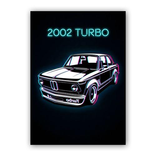 BMW 2002 Turbo Neon Synthwave Edition wall art poster