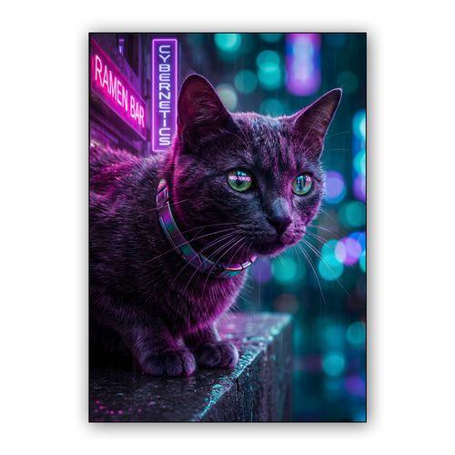 Neo-Tokyo Cybercat wall art poster