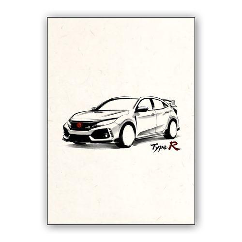 Honda Civic Type R FK8 Sumi-e Illustration wall art poster