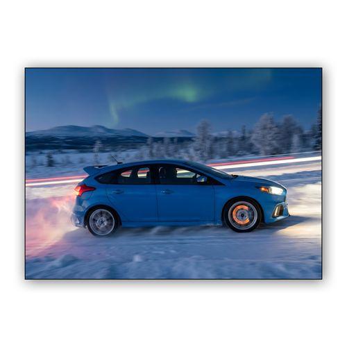 Ford Focus RS Arctic Aurora Drift wall art poster