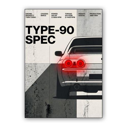 R32 Type-90 Spec: Technical Poster wall art poster