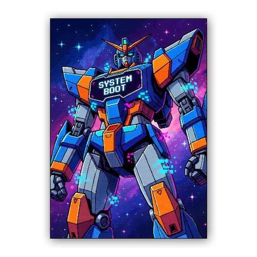 System Boot: Galactic Pixel Mecha wall art poster
