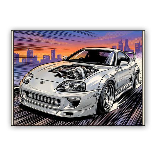 2JZ Unleashed: Supra A80 City Chase wall art poster