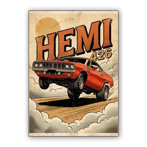 Plymouth Cuda 426 HEMI Power Wheelie wall art poster