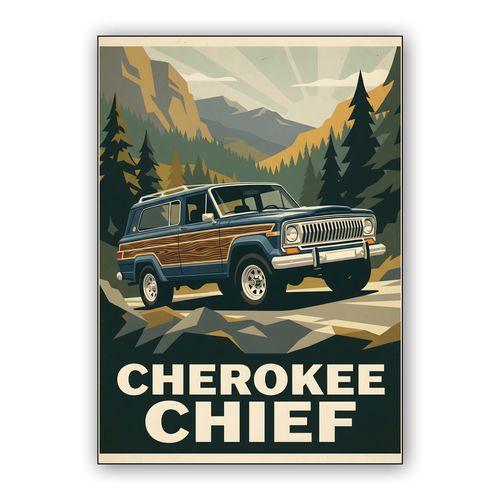 Jeep Cherokee Chief: Mountain Frontier Travel Poster wall art poster