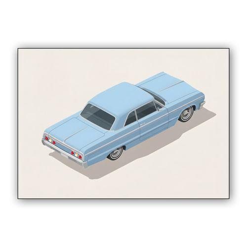 Baby Blue 64 Impala Isometric wall art poster