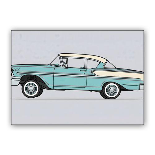Teal '58 Biscayne Flat Art wall art poster