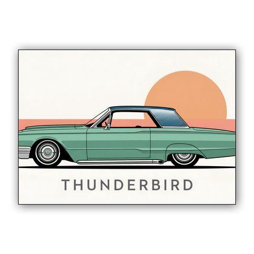 Teal Thunderbird Sunset Profile wall art poster