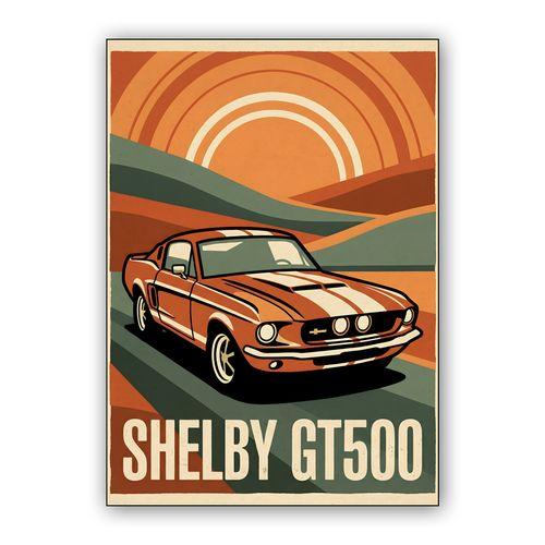 Shelby GT500: Retro Sunburst Muscle wall art poster
