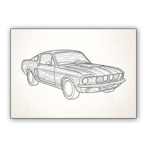 Shelby GT500: Organic Topographic Line Art wall art poster
