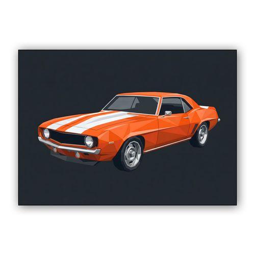 Camaro SS Low Poly: Geometric Orange Muscle wall art poster