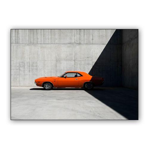 Orange Challenger: Shadow and Concrete wall art poster