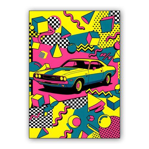 Dodge Challenger R/T Memphis Geometry wall art poster