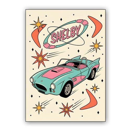 Shelby Cobra Retro Atomic Drive wall art poster