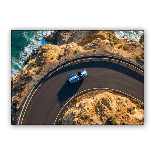 Coastal Curve: Shelby Cobra Aerial Pursuit wall art poster