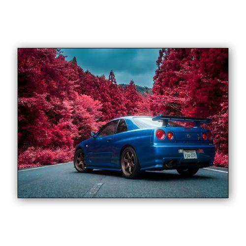 Skyline GT-R R34 Crimson Forest Run wall art poster