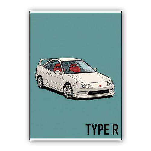 Honda Integra Type R DC2 Teal Minimalist Art wall art poster