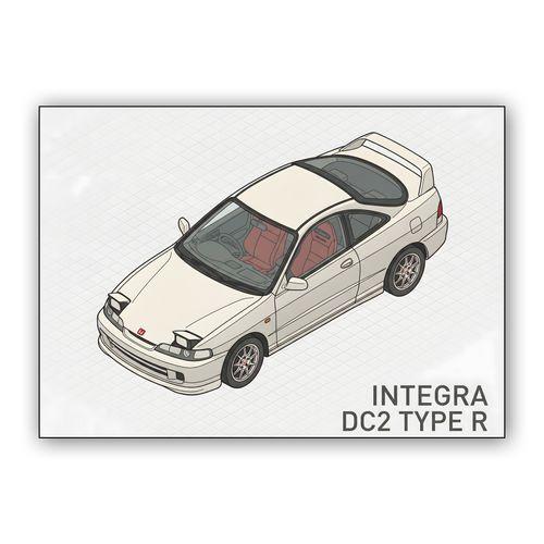 Honda Integra DC2 Type R Isometric Illustration wall art poster