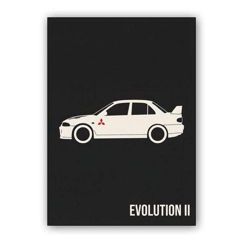 Mitsubishi Lancer Evolution II Minimalist Profile wall art poster