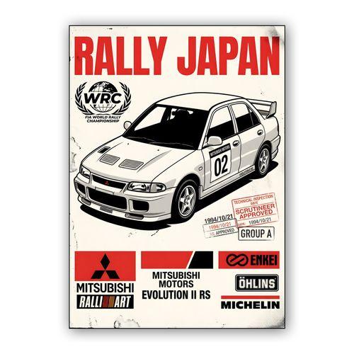 Mitsubishi Lancer Evolution II RS Rally Japan Poster wall art poster