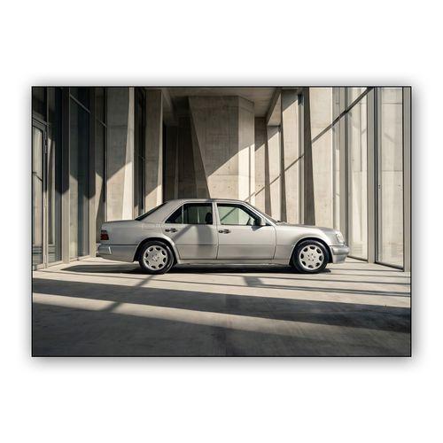 Mercedes-Benz W124: Brutalist Silver Study wall art poster
