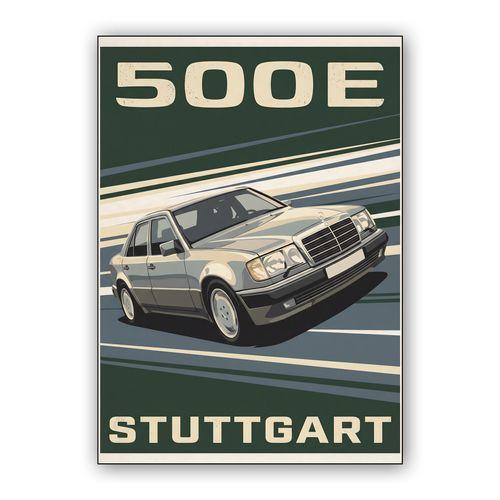 Mercedes-Benz 500E Stuttgart Vintage Racing Poster wall art poster