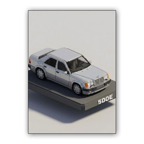 Mercedes-Benz 500E: Voxel Gallery Edition wall art poster