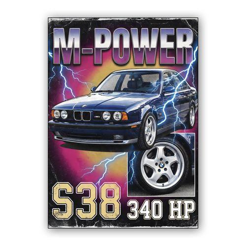 BMW M5 E34: S38 M-Power Lightning Poster wall art poster