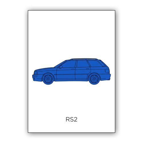 Audi RS2 Avant: Nogaro Blue Minimalist Profile wall art poster