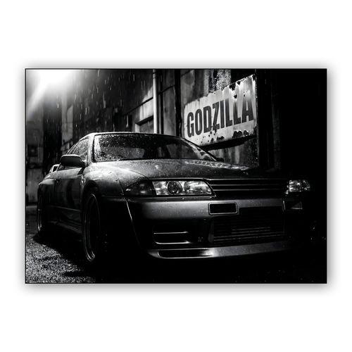 Nissan Skyline GT-R R32: Godzilla in the Rain wall art poster