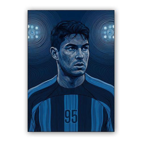 Alessandro Bastoni - Inter Milan Topographic Line Art wall art poster