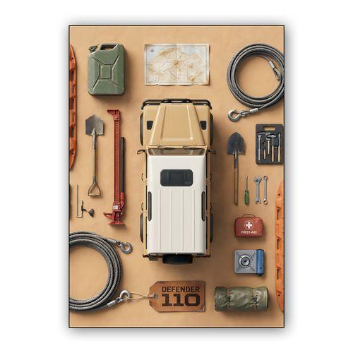 Land Rover Defender 110 Expedition Knolling Art wall art poster