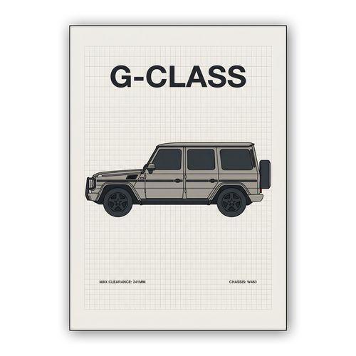 Mercedes-Benz G-Class W463 Technical Blueprint Art wall art poster